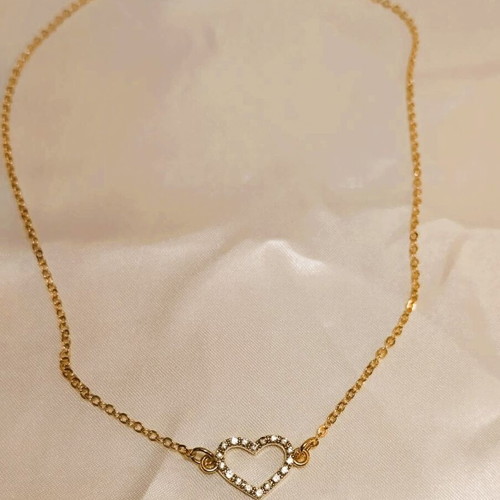 Strass heart necklace gold color new in gift box