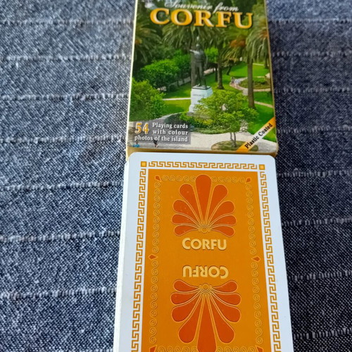 Corfu Souvenir Playing Cards like new, 54 laminated sheets