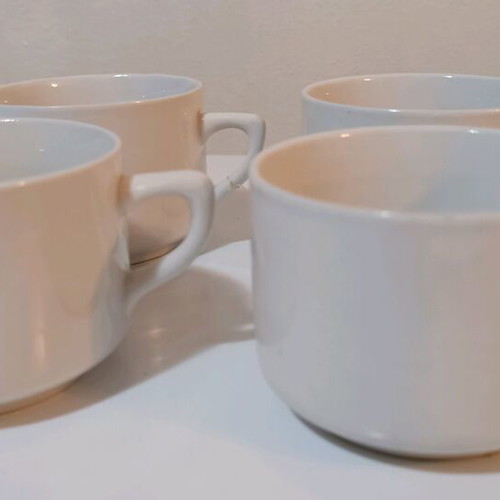 Porcelain cups used, set of 7 New porcelain Candia