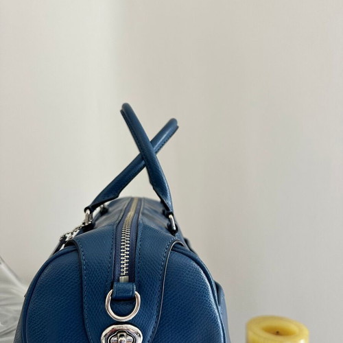 Coach Bennett Satchel leather handbag like new blue with silver details