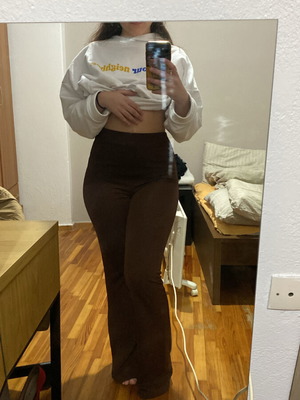 Brown elastic flare pants Arena like new, size S