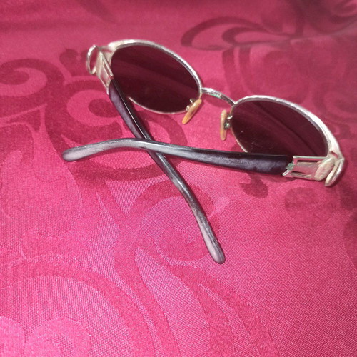 Glasses frame used, black and silver, with case and cleaning cloth
