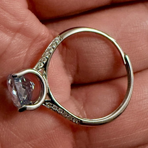 Canary Light Bule Solitaire Ring 925 Silver with Cubic Zirconia