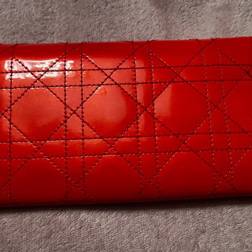 Lady Dior red patent leather wallet like new
