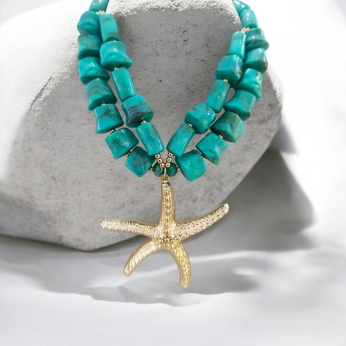 Necklace new, turquoise color