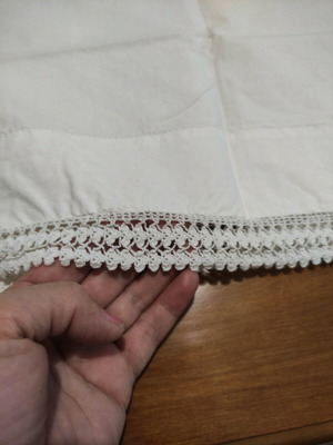 Two white pillowcases with handmade lace like new