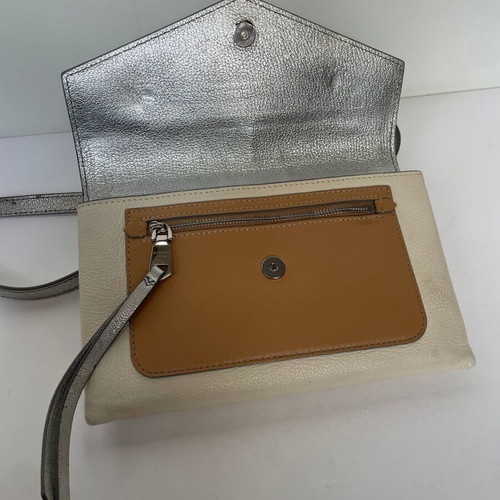 Givenchy Duetto Crossbody Bag like new, beige and silver leather