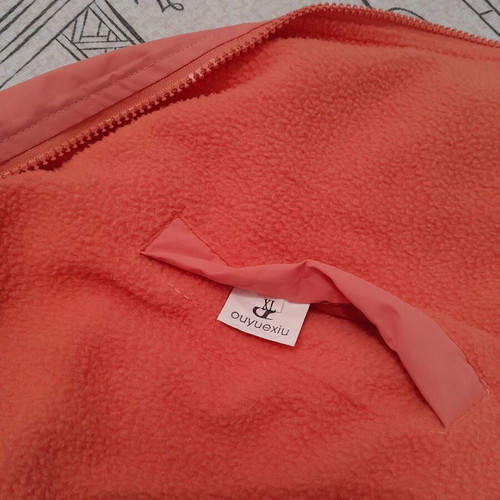 Spring fleece jacket L with removable hood like new, pale apricot