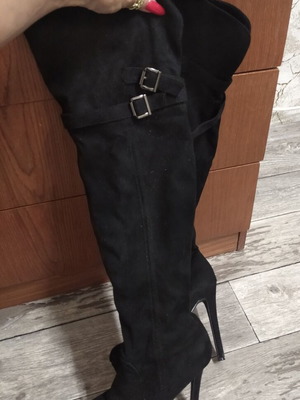 Over-the-knee women's suede boots size 36, used, black