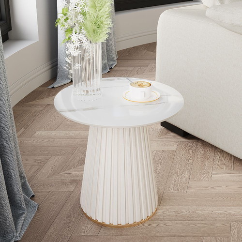 Modern luxury side table with shiny sintered stone, new