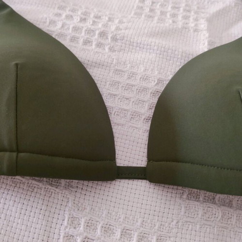Khaki bikini set like new, medium top and small bottom