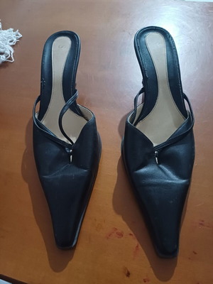 Mules black with high heel used, size 40