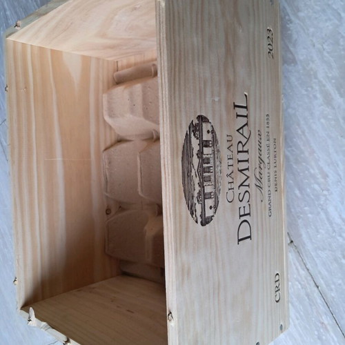 Wooden wine box Chateau Desmirail Crane like new, without lid