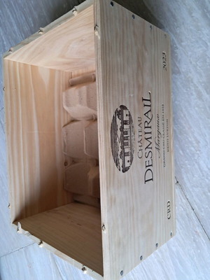 Wooden wine box Chateau Desmirail Crane like new, without lid