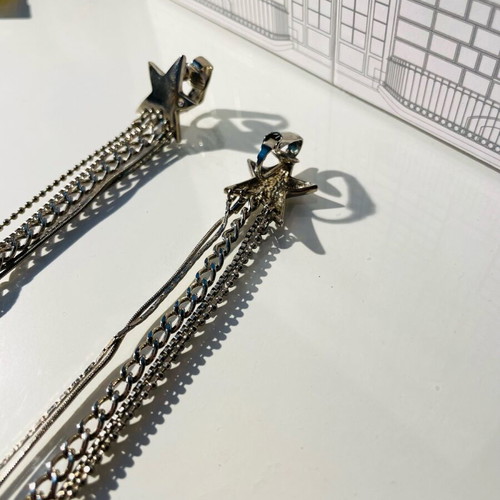 Long earrings with clips new, silver