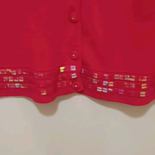 Long sleeve cardigan and short sleeve blouse red with details
