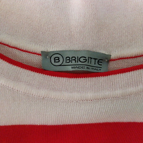 Brigitte striped knitted blouse size M like new, 100% cotton, 3/4 sleeve