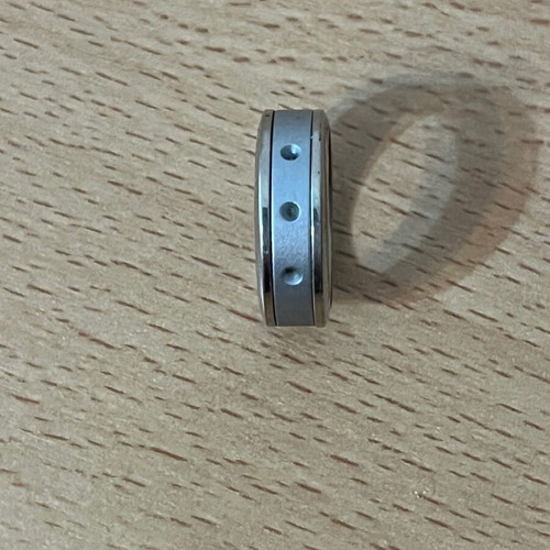 Stainless Steel Ring used with Brushed Center and Dot Detail