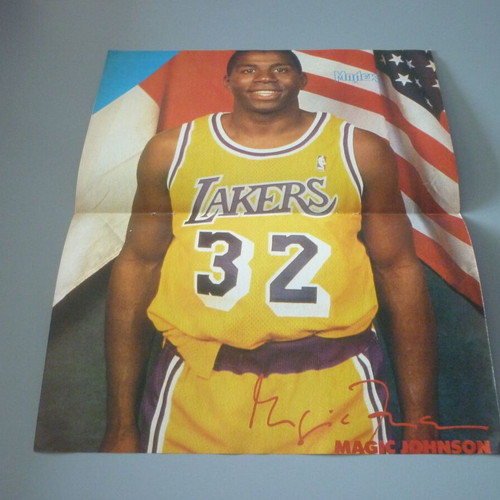 Magic Johnson Los Angeles Lakers Ace of Base double collectible poster used