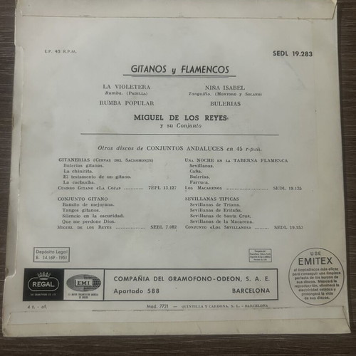 Gitanos y Flamencos 45" record like new, traditional genre