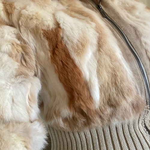Natural rabbit fur jacket like new, beige