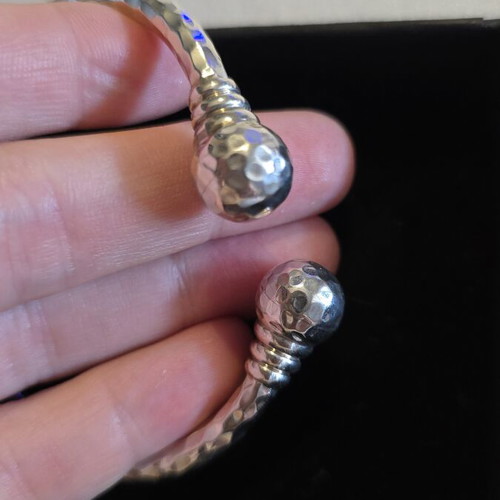 Handmade hammered silver 925 bracelet, Love silver