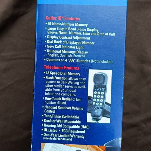 General Electric GE Slim Line phone new, black wired