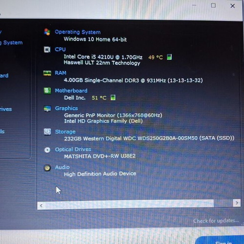 Laptop Dell Inspiron 14 i5 ssd240GB 4GB memory Windows 10 used