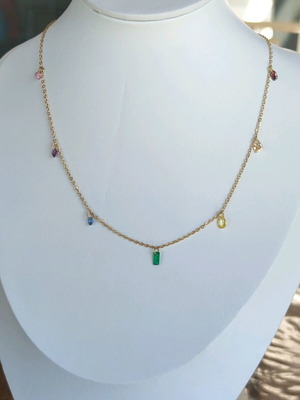 Steel necklace new multicolored gold-tone