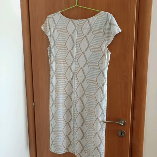 Beige women's midi dress like new with silver and gold details