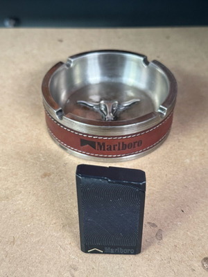 Marlboro ashtray and lighter used
