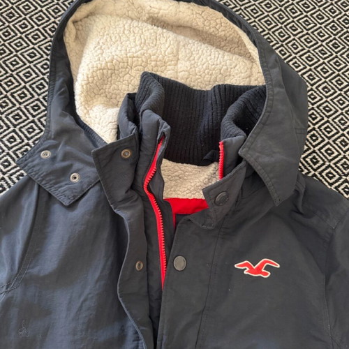 Hollister jacket with fur used, blue, size L