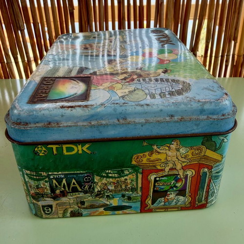Vintage TDK metal collectible box used from 1990s