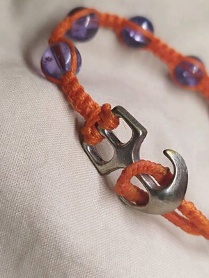 Macrame bracelet like new, purple and orange