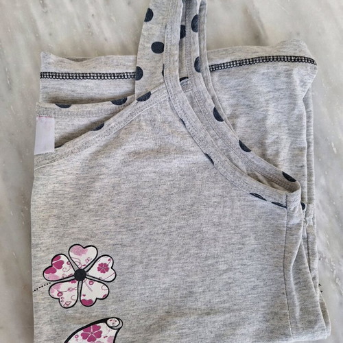 Gray pajama top with butterfly used, size medium