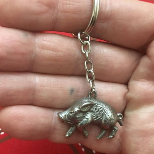 Wild Boar Keychain handmade from tin new