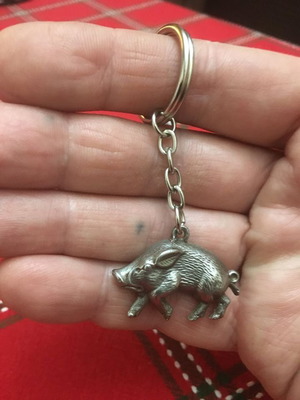 Wild Boar Keychain handmade from tin new