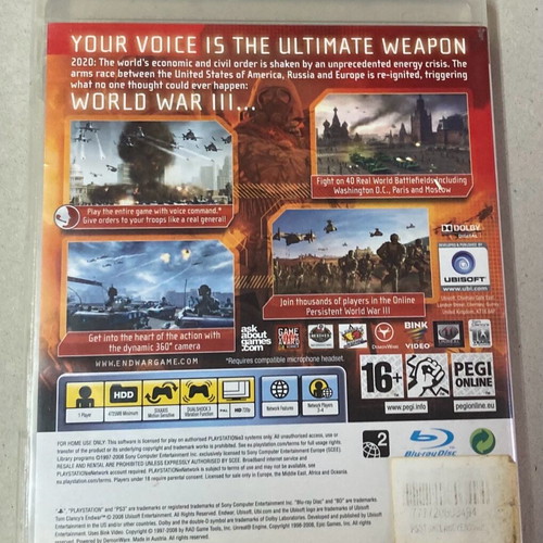 Sony PlayStation 3 Ubisoft Tom Clancys ENDWAR in very good condition Price 8 Euros