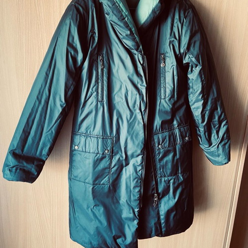 Versace double face down jacket like new, olive green and black, medium/large