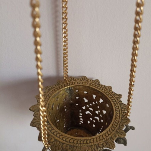Solid bronze religious incense burner used, height 53 cm, diameter 10 cm