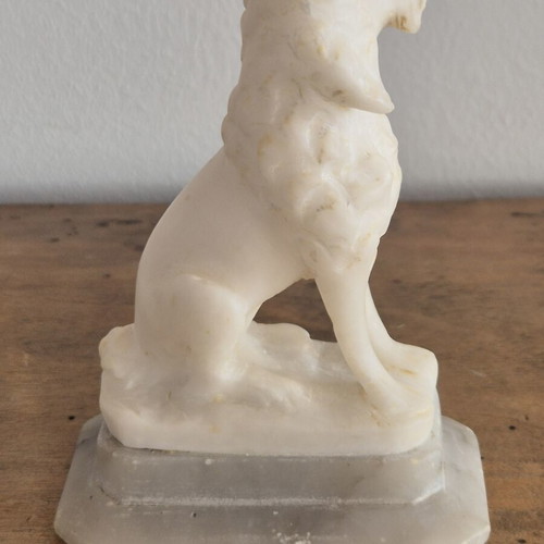 Grand Tour White Alabaster Seated Spaniel Bookends, original pair