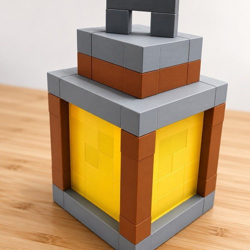 Minecraft style pixelated lantern table lamp with RGB light