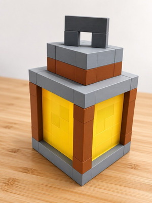 Minecraft style pixelated lantern table lamp with RGB light