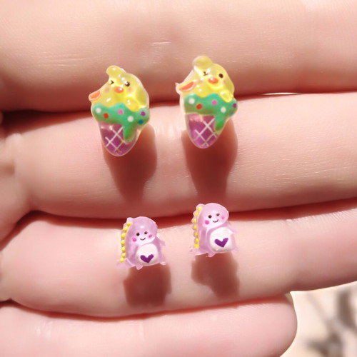 Handmade hypoallergenic earrings pack of 2 colorful pairs