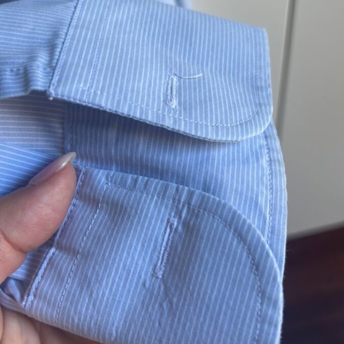 Men's blue striped shirt M&S used with chest pocket and cufflinks