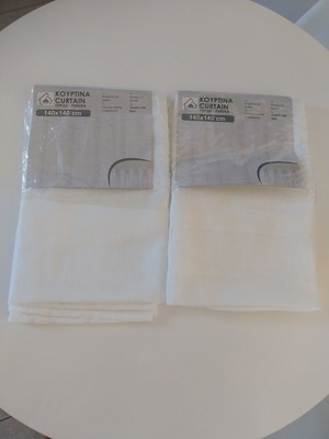 Σετ 2 λευκές κουρτίνες 140x140εκ