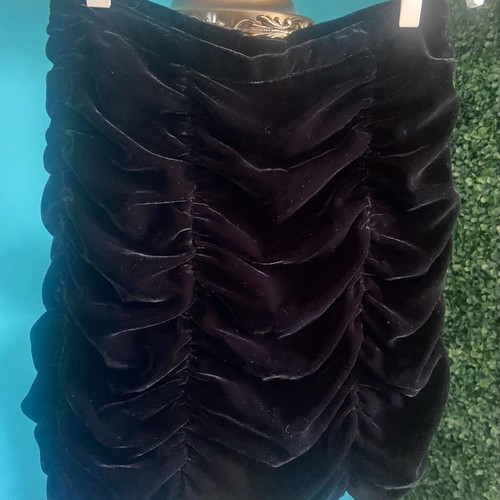 H&M black velvet mini draped skirt