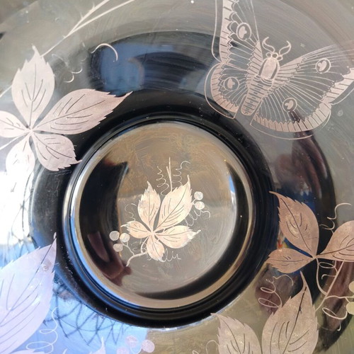 Cut glass bowl and vase used, numbered set