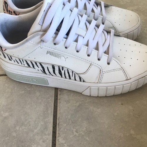 Puma sneakers size 39 like new, white with leopard and zebra pattern