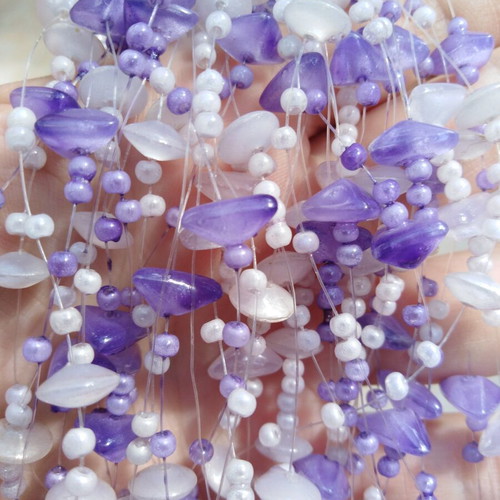 Handmade necklace with purple and white beads